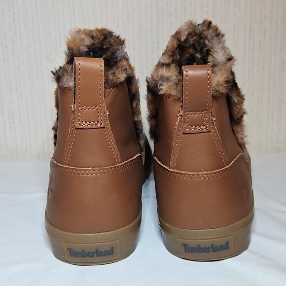 Timberland Leather Ankle Boot Womens 9 Skyla Bay Brown Faux Fur Lined A5U48 - Picture 4 of 15